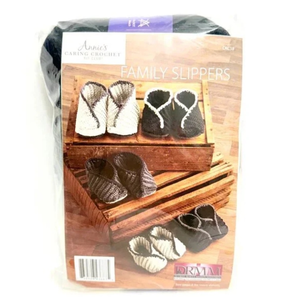 Annie's Cozy Crochet Yarn Set - Black, Gray, Cream to make your own slippers